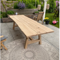 "Finca" Gartentisch, Balkontisch, Outdoor-Tisch, Terrassentisch, Eiche massiv, 280x90x4,5 cm, 76.5 cm hoch