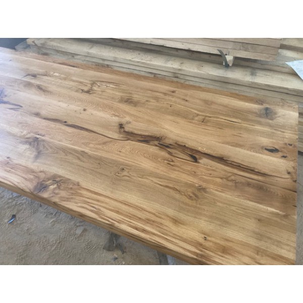 Massivholzplatte "Hafenkante", Tischplatte Eiche, 6 cm stark, wild, lebendig, astig, 220x100x6 cm