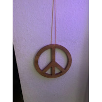 Holzdeko Peace-Zeichen aus Eiche gefräst - CNC - Eiche geölt 30 cm Durchmesser