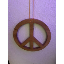 Holzdeko Peace-Zeichen aus Eiche gefräst - CNC - Eiche geölt 30 cm Durchmesser