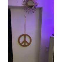 Holzdeko Peace-Zeichen aus Eiche gefräst - CNC - Eiche geölt 30 cm Durchmesser