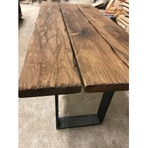 Baumscheibe, Tischplatte, Tisch, Bohlen Eigenbau, Eiche, Altholz, 90x60x3,5cm