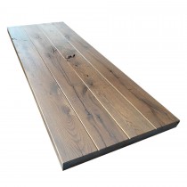 Eiche Tischplatte, Rustikal Extrem, 6 cm stark, V-Fugen, Glattkant, grau geölt, Maße wählbar