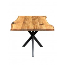 Eiche rustikal spezial, wurmstichig, verleimt, Massivholz Tischplatte, 120x75-80x4,5cm, beidseitige Baumkante 
