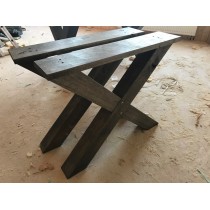 2 Stück Eichenkreuze, Tischbein, Tischgestell, Tischkreuz, Kufengestell, Eiche, BLACK, 72x78 cm