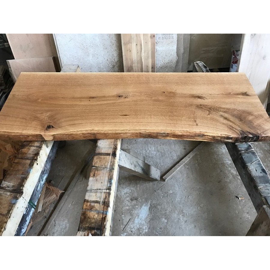Platte Nussbaum Massiv Holz mit Baumkante Leimholz Tischplatte Waschtischplatte 