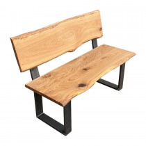 Sitzbank Set mit Lehne und Sitzfläche aus Eiche und Rohstahlkufen, Länge wählbar Sitzbank Set mit Lehne und Sitzfläche aus Eiche und Rohstahlkufen, Länge wählbar