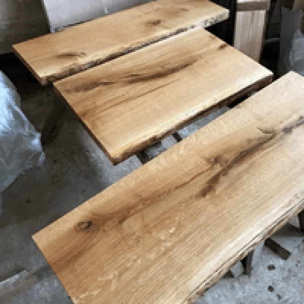 Baumscheibe, Waschtisch, Tischplatte, unbesäumt/gerade, Eiche, Baumkante 80x40x4,5cm geölt 