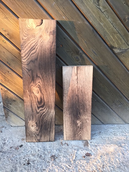 Brett, Bohle, rustikal, Tisch, Tischplatte, Eiche, geflammt, DIY