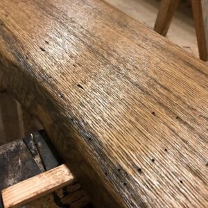 Eiche antik geölt 100x20-25x3,5cm struktur, einseitige Baumkante 3