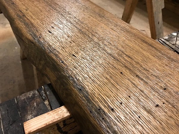 Eiche antik geölt 100x20-25x3,5cm struktur, einseitige Baumkante 3
