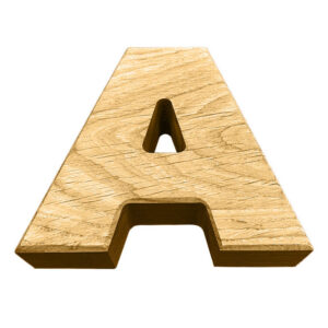 Holzbuchstabe-Eiche-Buchstabe-Zahl-gefraest-CNC-Massivholz-Wanddeko-Holz-Eichenholz-A