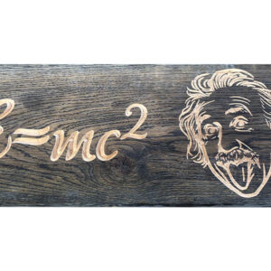 Holzschild-individuelle-Gravur-Willkommensschild-Gartenschild-Tuerschild-Firmenlogo-Holz-CNC-gefraest-Dekoschild-auf-Anfrage-Albert-Einstein-E-MC2
