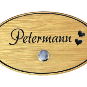 Klingelschild-Namensschild-Tuerschild-Holz-Gravur-personalisiert-individuell-Tuerklingel-Eiche-gefraest