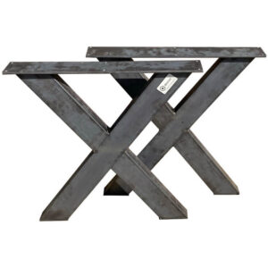 Tischbein-Tischkreuz-Tischgestell-Tischuntergestell-Rohstahl-Kreuze-X-Kufen-Holzplatte-Tischplatte-Esstisch-Massiv-Industrial-2